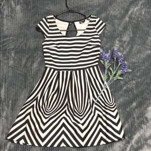 Black and white striped mini dress